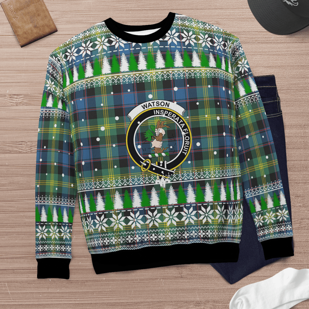 Clan Watson Ancient Crest Tartan Christmas Ugly Sweater MW37 Watson Ancient Crest Tartan Tartan Ugly Sweater