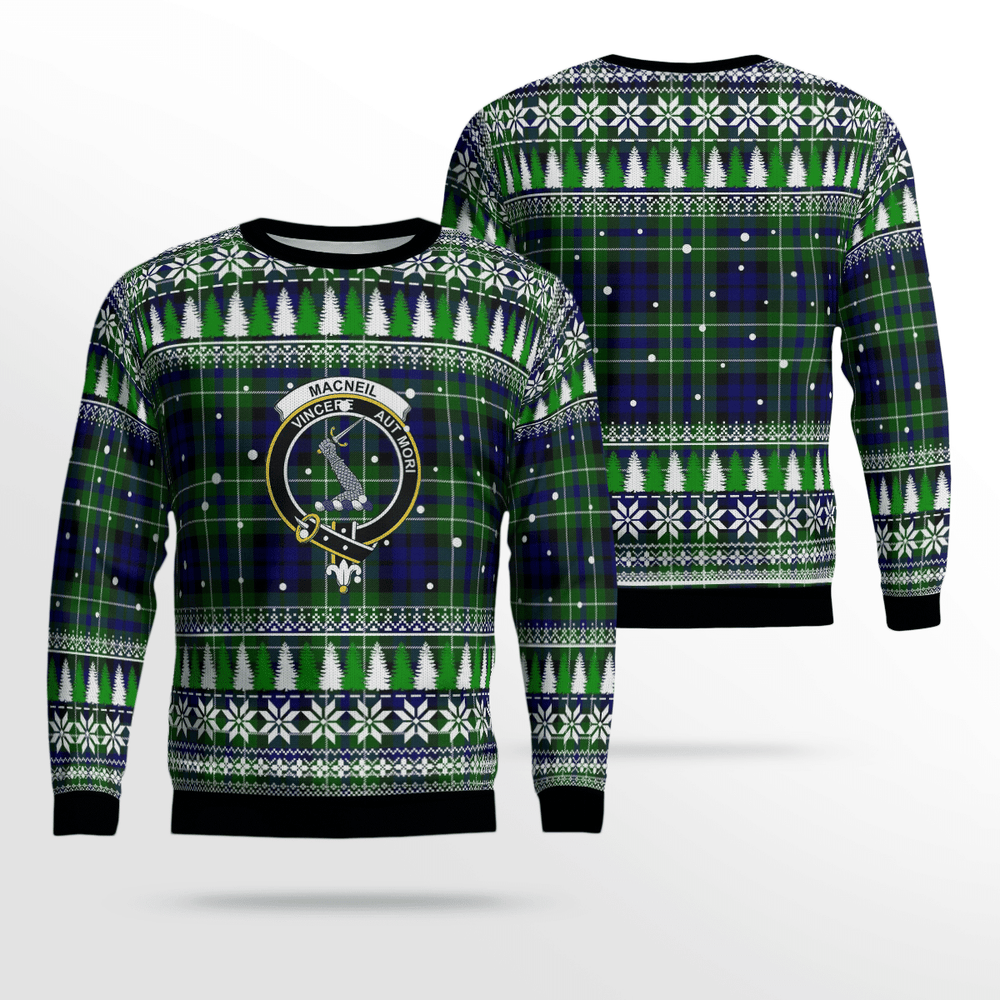 Clan MacNeil (of Colonsay) Crest Tartan Christmas Ugly Sweater YI21 MacNeil (of Colonsay) Crest Tartan Tartan Ugly Sweater