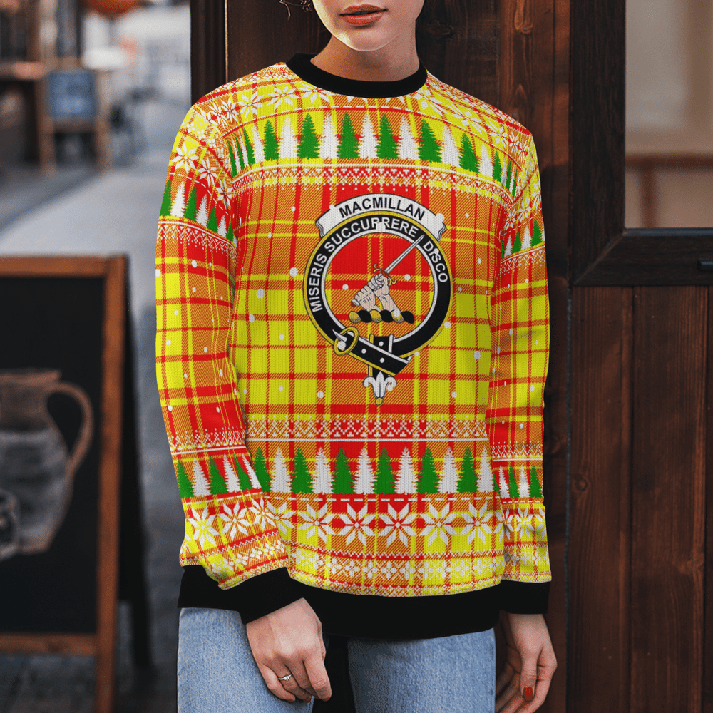 Clan MacMillan Crest Tartan Christmas Ugly Sweater JV59 MacMillan Crest Tartan Tartan Ugly Sweater
