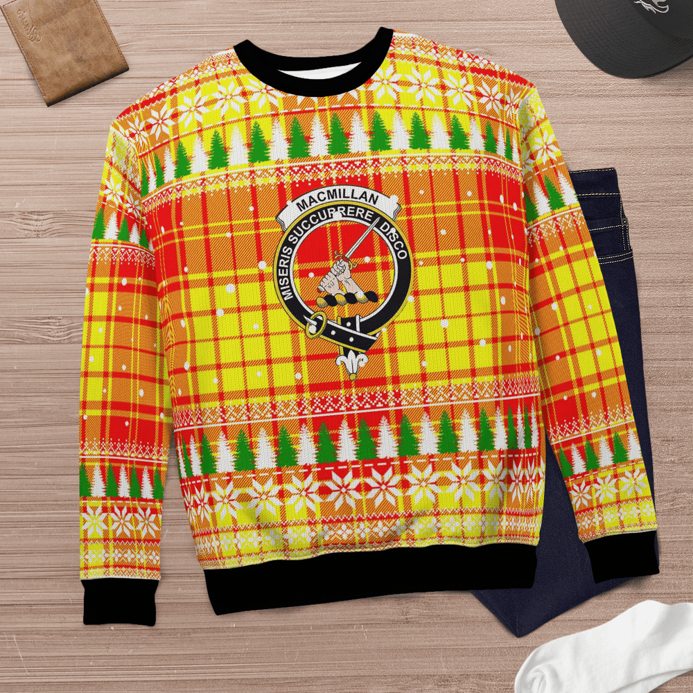 Clan MacMillan Crest Tartan Christmas Ugly Sweater JV59 MacMillan Crest Tartan Tartan Ugly Sweater