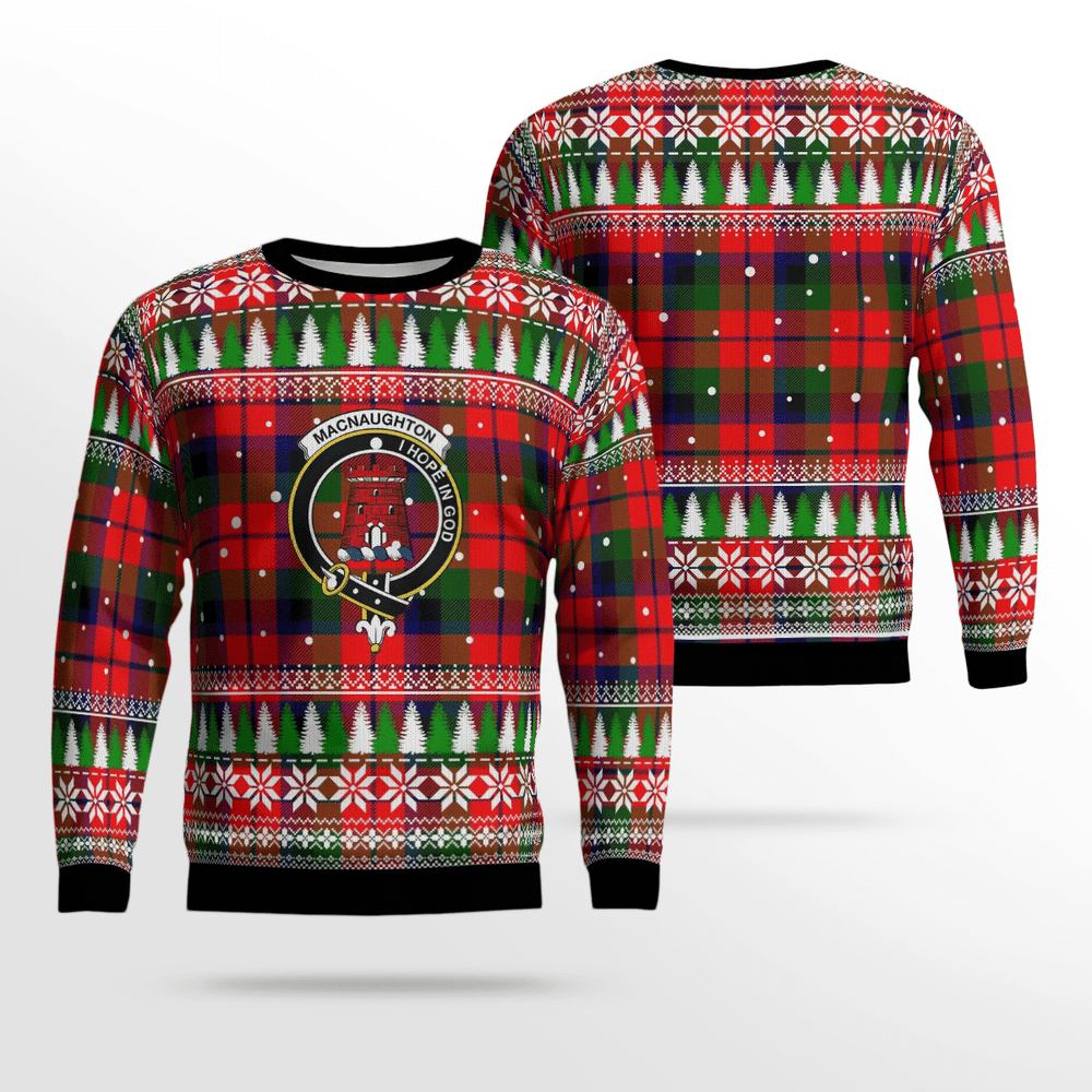 Clan MacNaughton Modern Crest Tartan Christmas Ugly Sweater XT40 MacNaughton Modern Crest Tartan Tartan Ugly Sweater