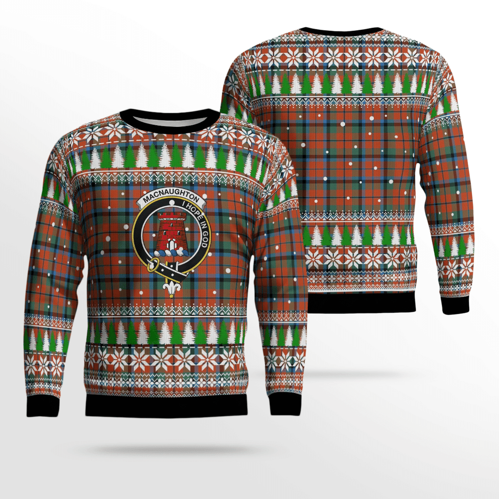 Clan MacNaughton Ancient Crest Tartan Christmas Ugly Sweater BM36 MacNaughton Ancient Crest Tartan Tartan Ugly Sweater