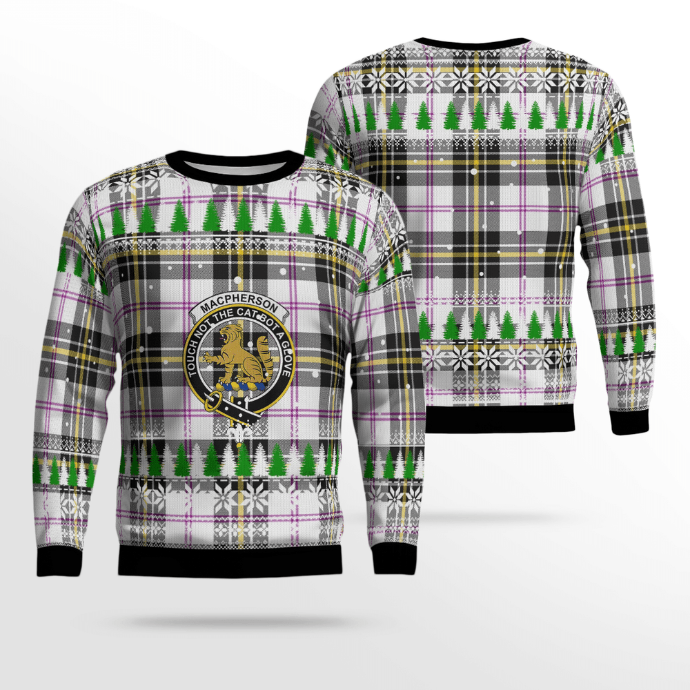 Clan MacPherson Dress Modern Crest Tartan Christmas Ugly Sweater PT59 MacPherson Dress Modern Crest Tartan Tartan Ugly Sweater