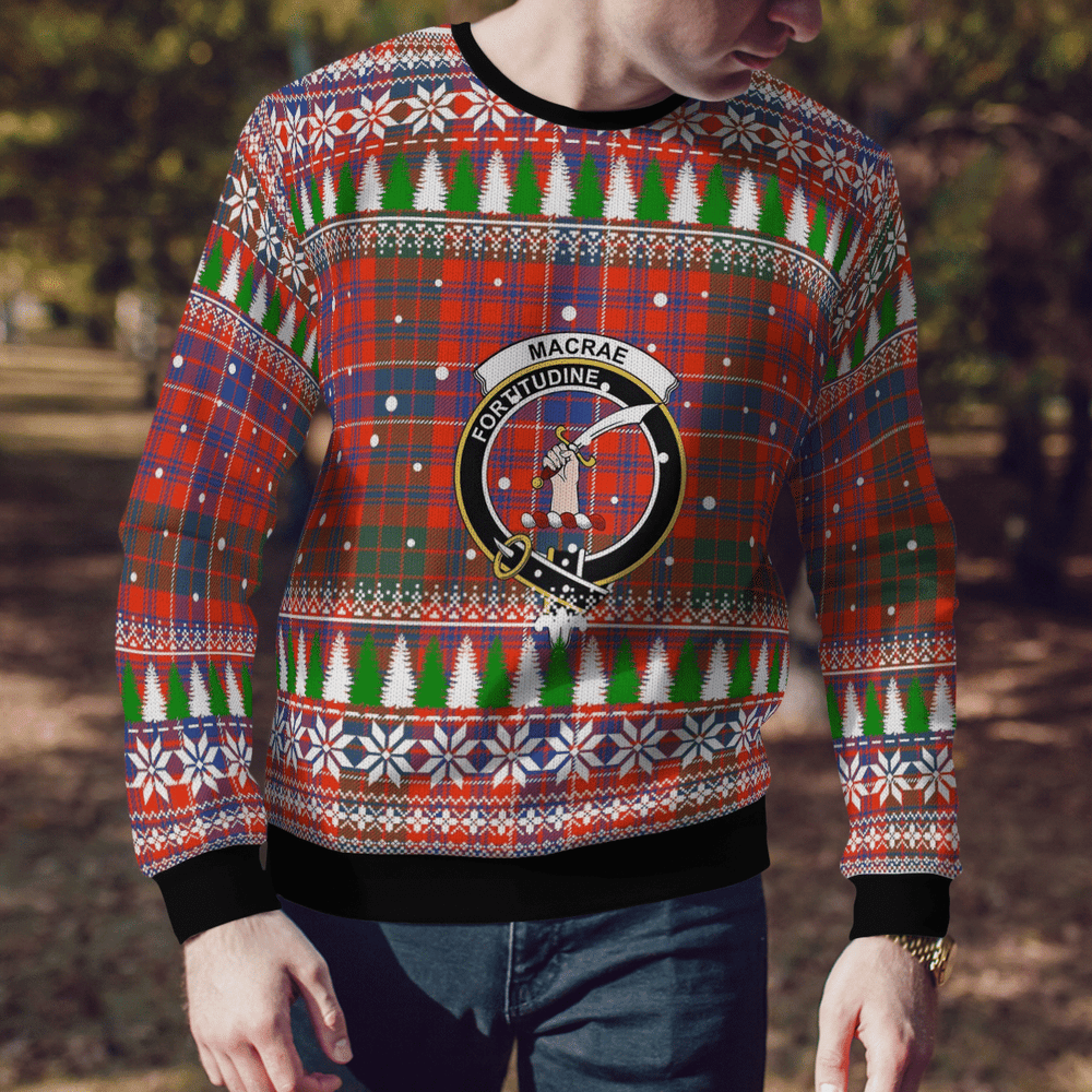 Clan MacRae Ancient Crest Tartan Christmas Ugly Sweater XP76 MacRae Ancient Crest Tartan Tartan Ugly Sweater