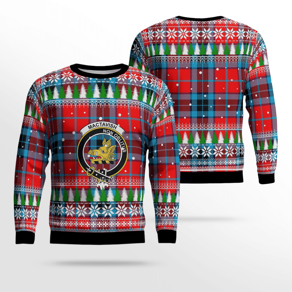 Clan MacTavish Modern Crest Tartan Christmas Ugly Sweater KT52 MacTavish Modern Crest Tartan Tartan Ugly Sweater