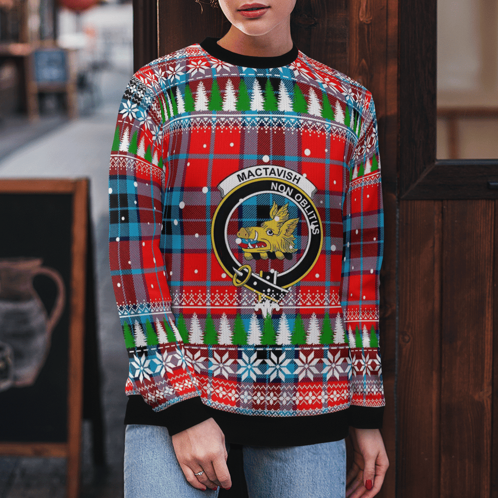 Clan MacTavish Modern Crest Tartan Christmas Ugly Sweater KT52 MacTavish Modern Crest Tartan Tartan Ugly Sweater