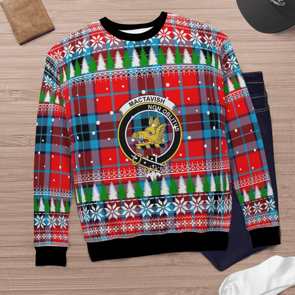 Clan MacTavish Modern Crest Tartan Christmas Ugly Sweater KT52 MacTavish Modern Crest Tartan Tartan Ugly Sweater