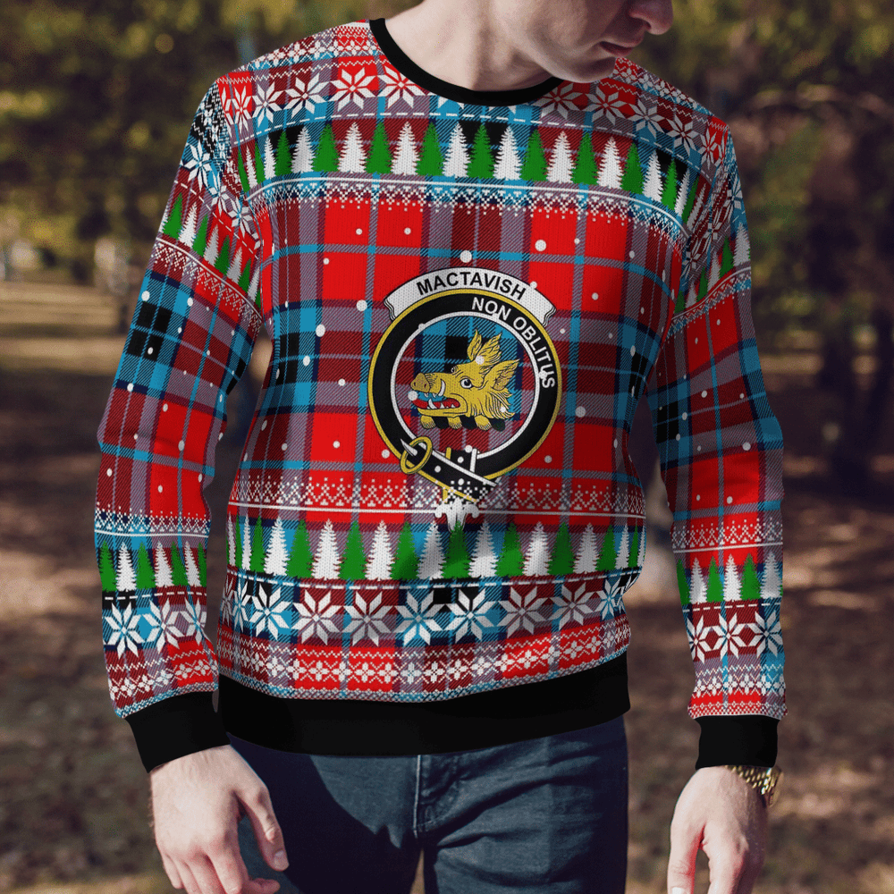 Clan MacTavish Modern Crest Tartan Christmas Ugly Sweater KT52 MacTavish Modern Crest Tartan Tartan Ugly Sweater