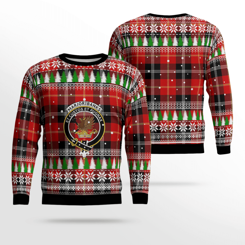 Clan Marjoribanks Crest Tartan Christmas Ugly Sweater GP78 Marjoribanks Crest Tartan Tartan Ugly Sweater