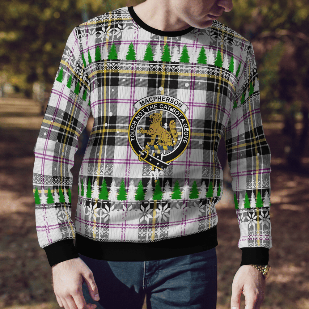 Clan MacPherson Dress Modern Crest Tartan Christmas Ugly Sweater PT59 MacPherson Dress Modern Crest Tartan Tartan Ugly Sweater
