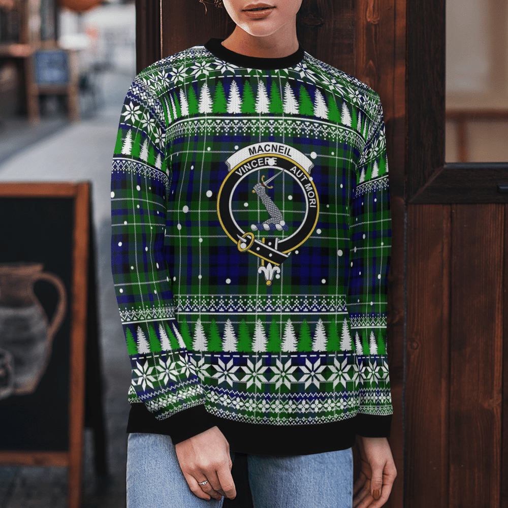 Clan MacNeil (of Colonsay) Crest Tartan Christmas Ugly Sweater YI21 MacNeil (of Colonsay) Crest Tartan Tartan Ugly Sweater