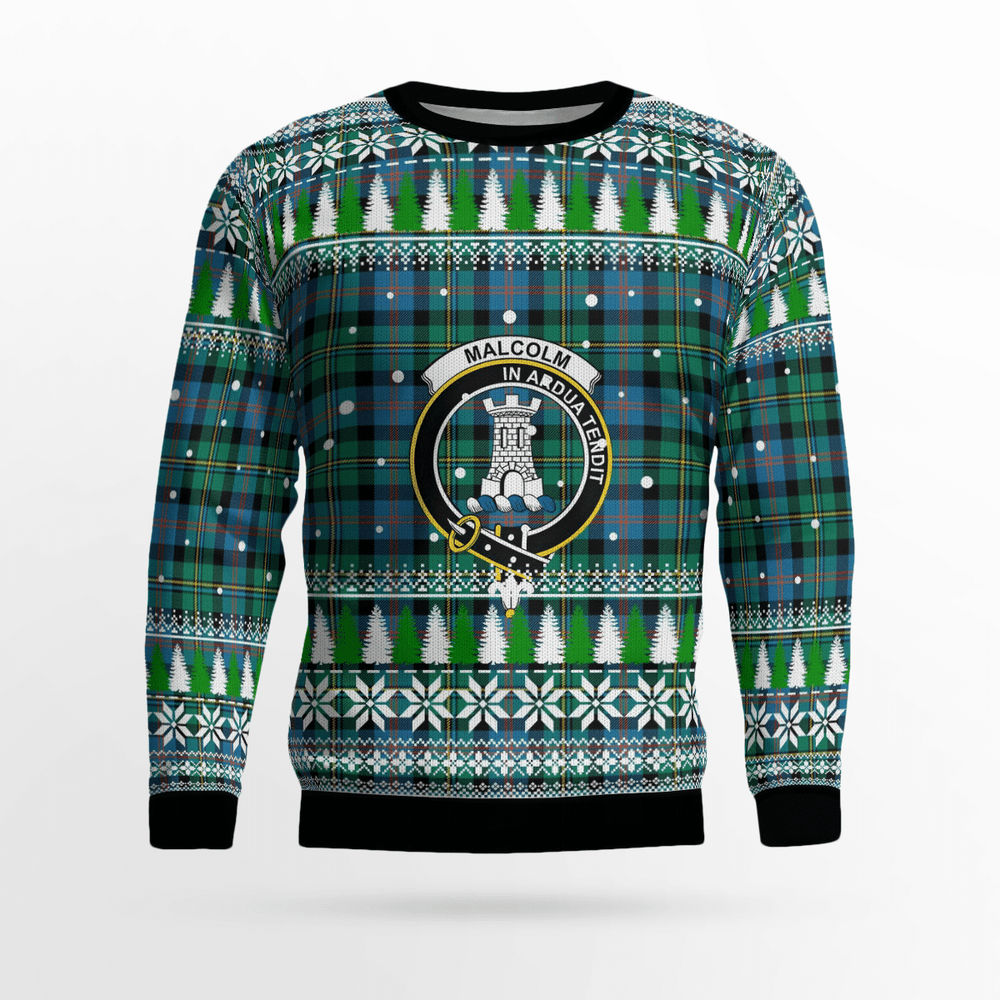 Clan Malcolm Ancient Crest Tartan Christmas Ugly Sweater EE55 Malcolm Ancient Crest Tartan Tartan Ugly Sweater