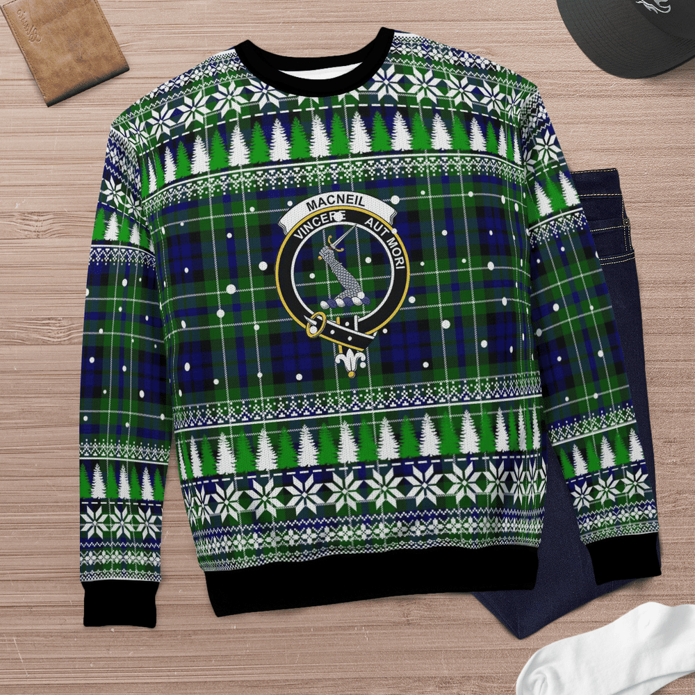 Clan MacNeil (of Colonsay) Crest Tartan Christmas Ugly Sweater YI21 MacNeil (of Colonsay) Crest Tartan Tartan Ugly Sweater