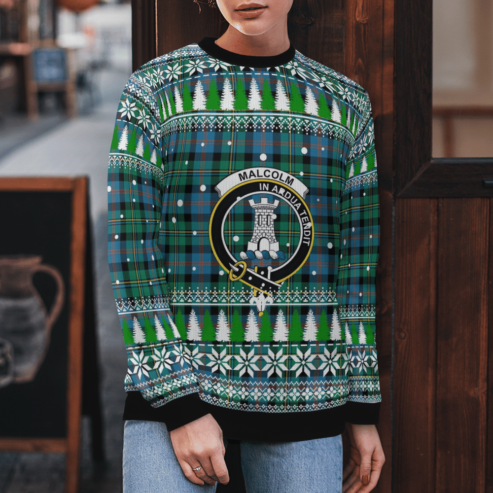Clan Malcolm Ancient Crest Tartan Christmas Ugly Sweater EE55 Malcolm Ancient Crest Tartan Tartan Ugly Sweater