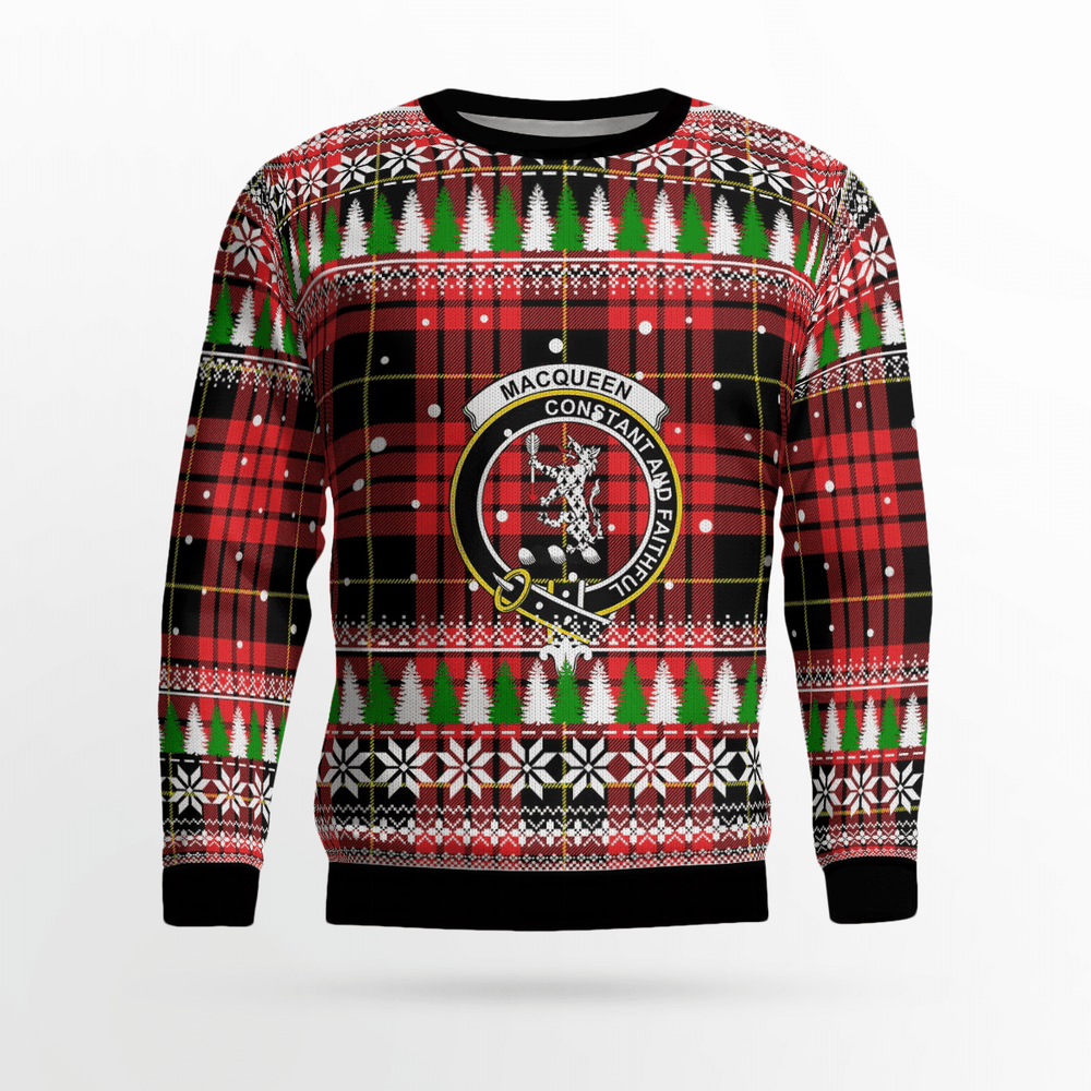 Clan MacQueen Modern Crest Tartan Christmas Ugly Sweater IV18 MacQueen Modern Crest Tartan Tartan Ugly Sweater