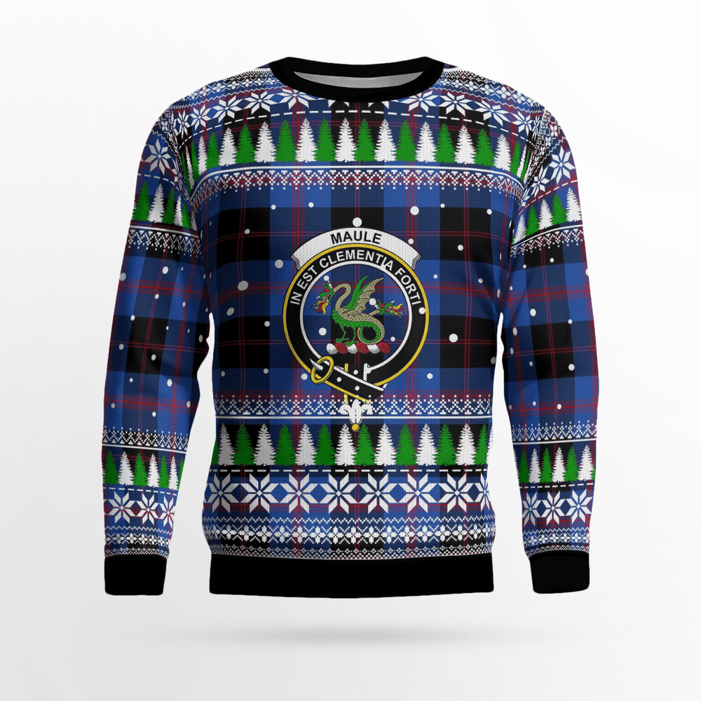 Clan Maule Crest Tartan Christmas Ugly Sweater NH58 Maule Crest Tartan Tartan Ugly Sweater