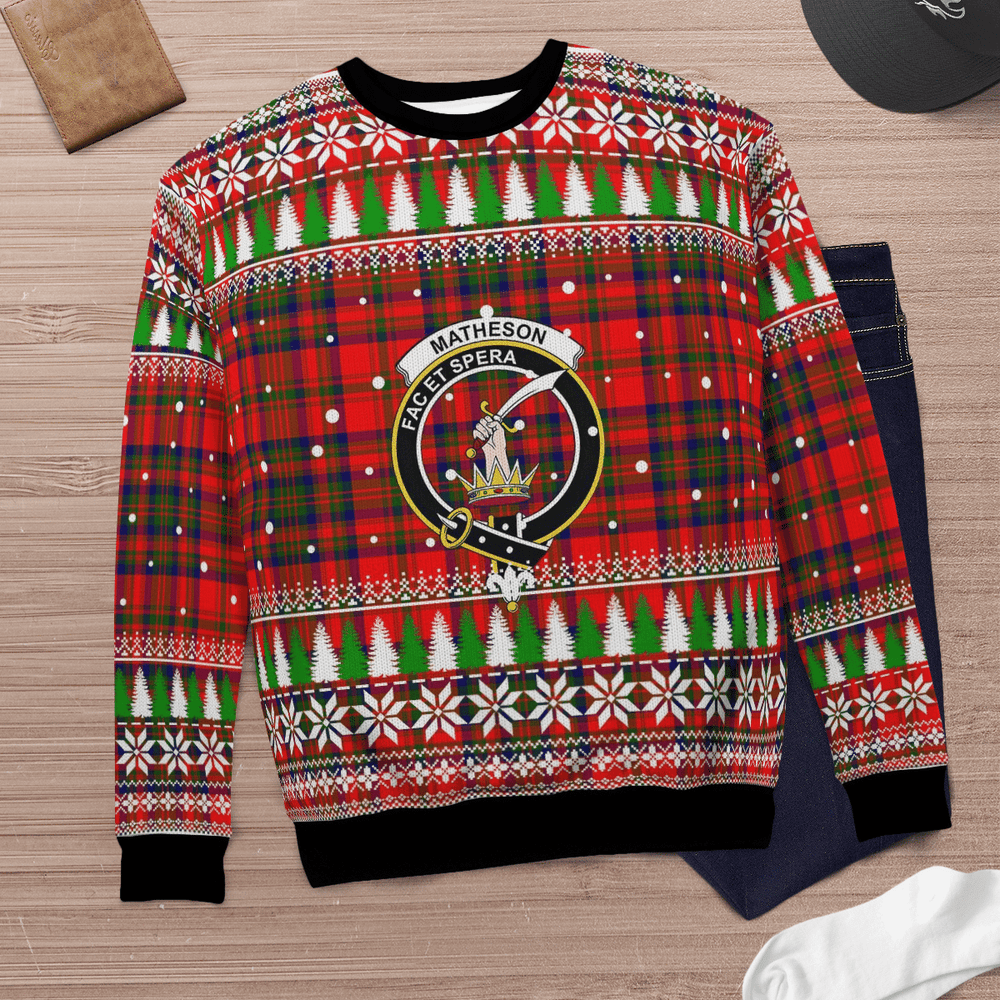 Clan Matheson Modern Crest Tartan Christmas Ugly Sweater WL97 Matheson Modern Crest Tartan Tartan Ugly Sweater