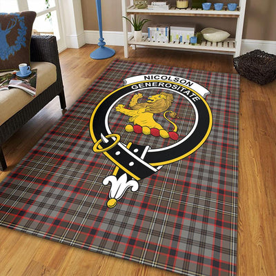 Clan Nicolson Hunting Weathered Tartan Crest Rug – Scottish Highland Carpet for Living Room, Celtic Home Decor & Scotland Gift