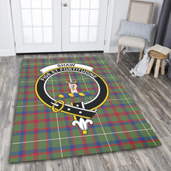 Shaw Green Modern Tartan Crest Area Rug