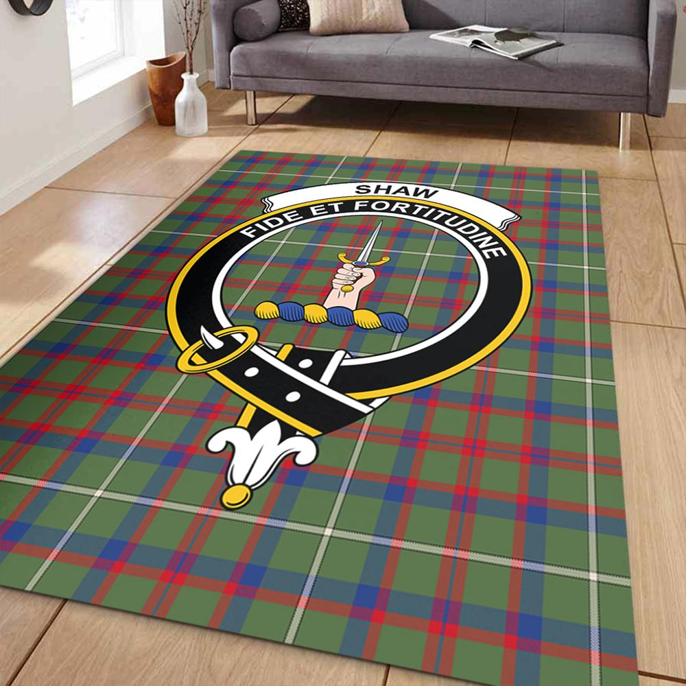 Shaw Green Modern Tartan Crest Area Rug