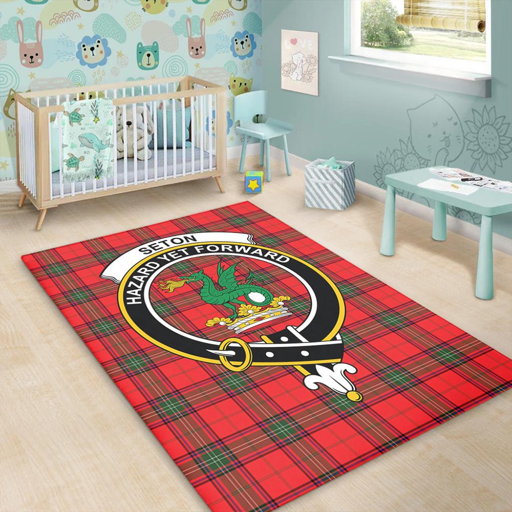 Seton Modern Tartan Crest Area Rug