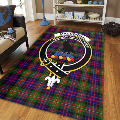Clan MacDonnell of Glengarry Modern Tartan Crest Rug – Scottish Highland Carpet for Living Room, Celtic Home Decor & Scotland Gift
