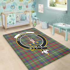 Shaw Green Modern Tartan Crest Area Rug