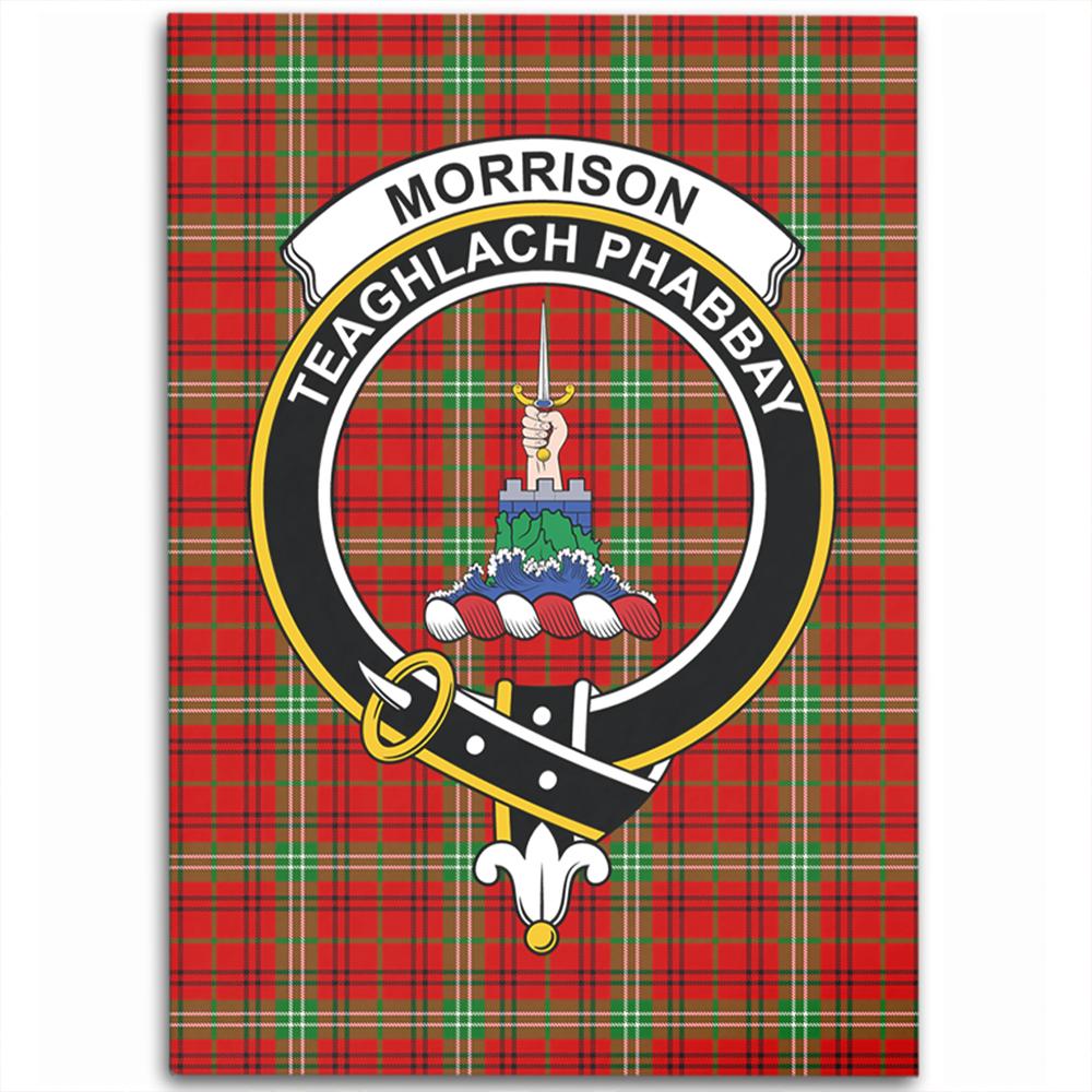 Morrison Red Modern Tartan Crest Area Rug