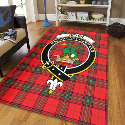 Clan Seton Modern Tartan Crest Rug – Scottish Highland Carpet for Living Room, Celtic Home Decor & Scotland Gift