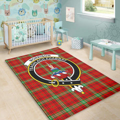 Morrison Red Modern Tartan Crest Area Rug