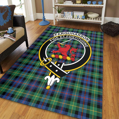 Clan Farquharson Ancient Tartan Crest Rug – Scottish Highland Carpet for Living Room, Celtic Home Decor & Scotland Gift