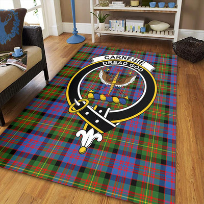 Clan Carnegie Ancient Tartan Crest Rug – Scottish Highland Carpet for Living Room, Celtic Home Decor & Scotland Gift