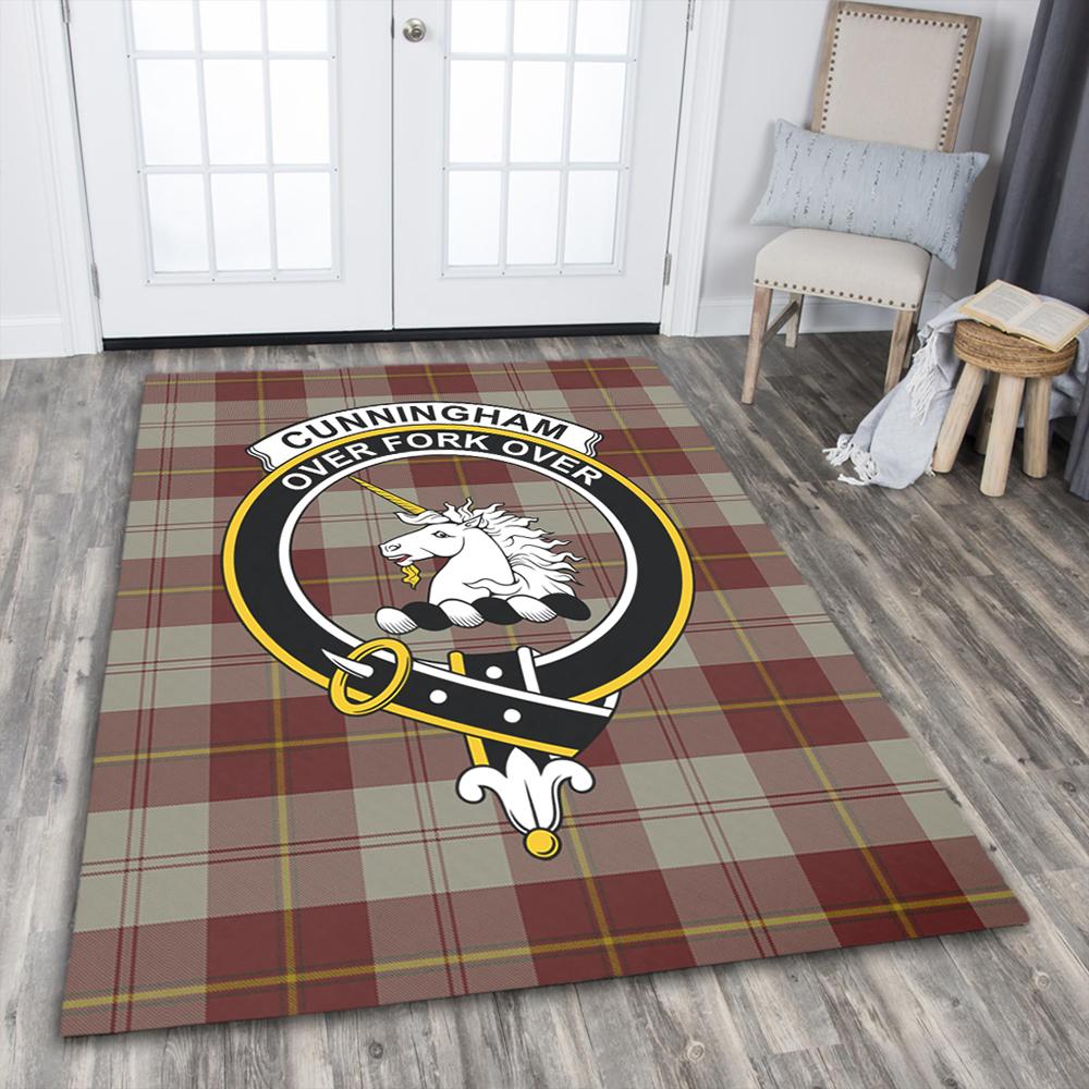 Cunningham Burgundy Dancers Tartan Crest Area Rug