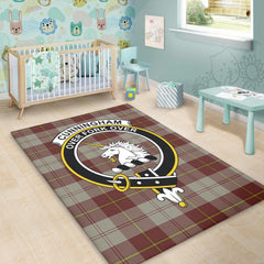 Cunningham Burgundy Dancers Tartan Crest Area Rug