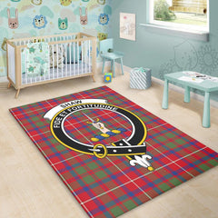 Shaw Red Modern Tartan Crest Area Rug
