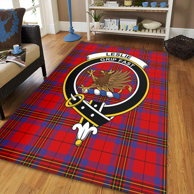 Clan Leslie Modern Tartan Crest Rug – Scottish Highland Carpet for Living Room, Celtic Home Decor & Scotland Gift