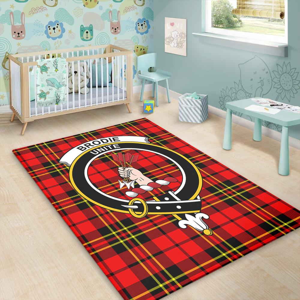 Brodie Modern Tartan Crest Area Rug