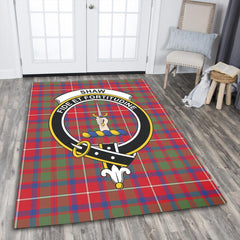 Shaw Red Modern Tartan Crest Area Rug