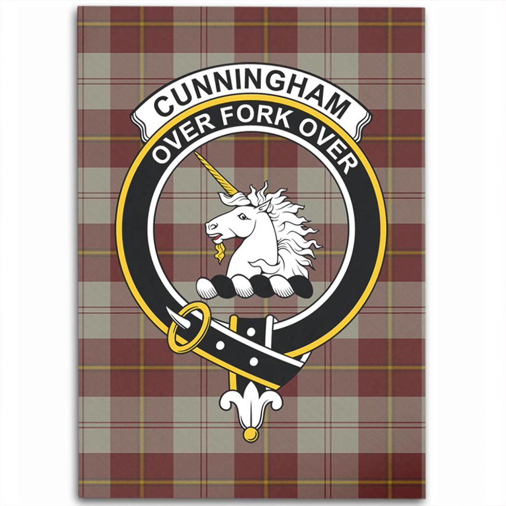Cunningham Burgundy Dancers Tartan Crest Area Rug