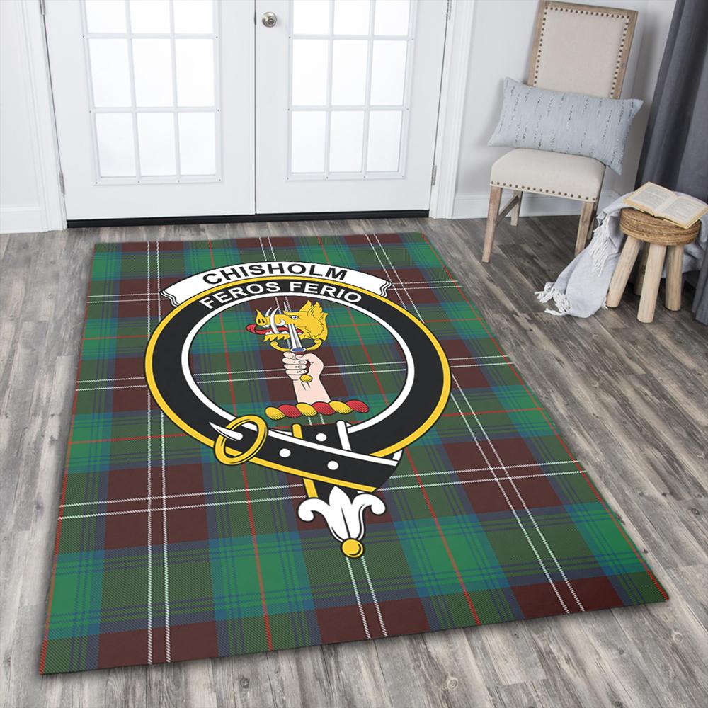 Chisholm Hunting Ancient Tartan Crest Area Rug