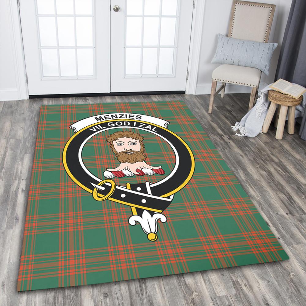 Menzies Green Ancient Tartan Crest Area Rug