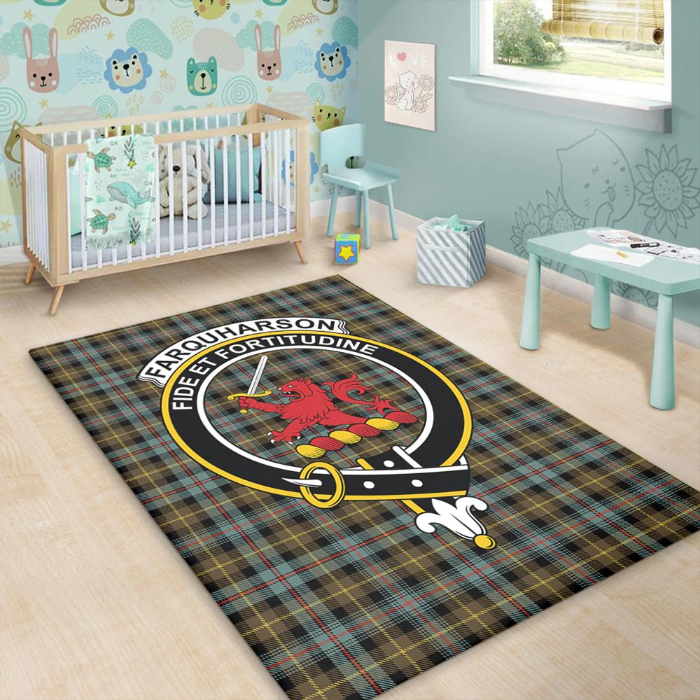 Farquharson Weathered Tartan Crest Area Rug