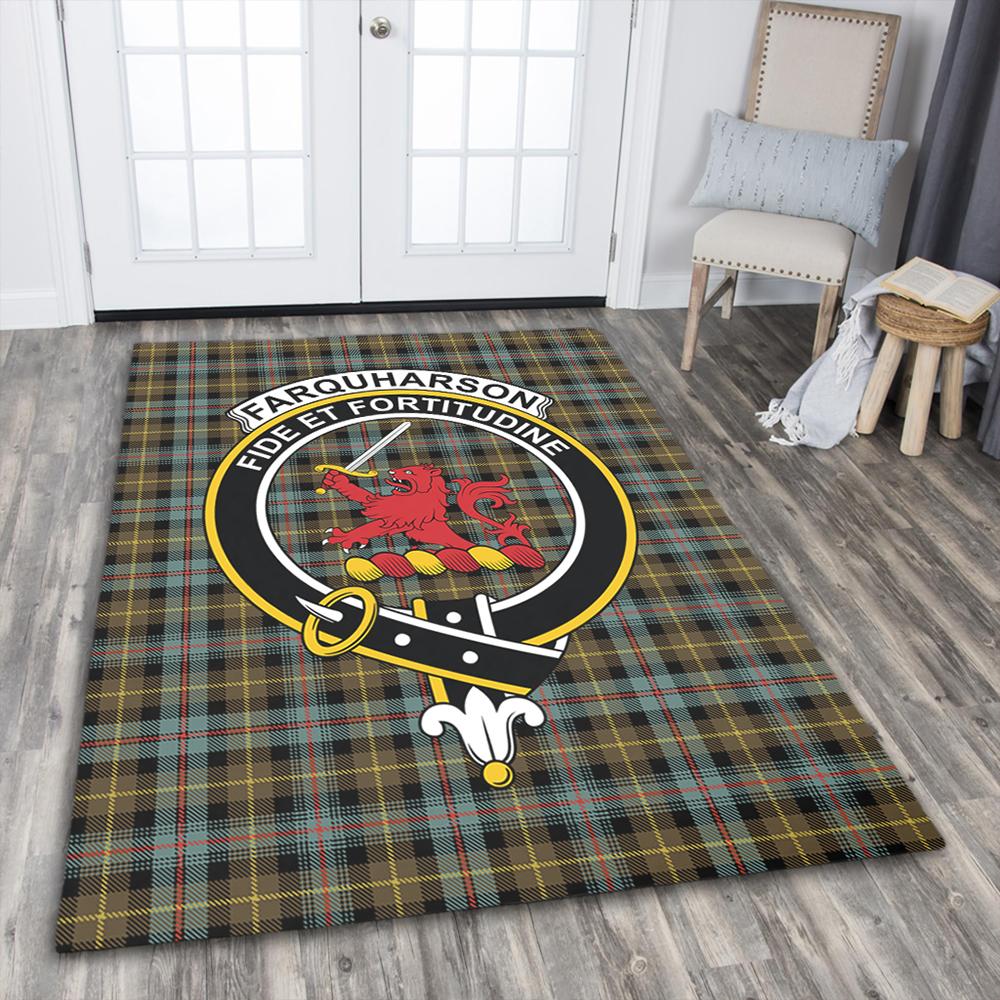 Farquharson Weathered Tartan Crest Area Rug