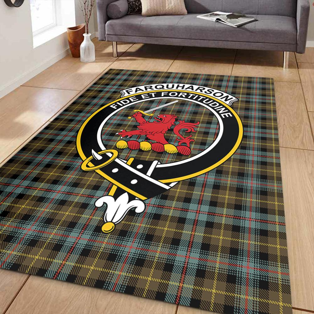 Farquharson Weathered Tartan Crest Area Rug
