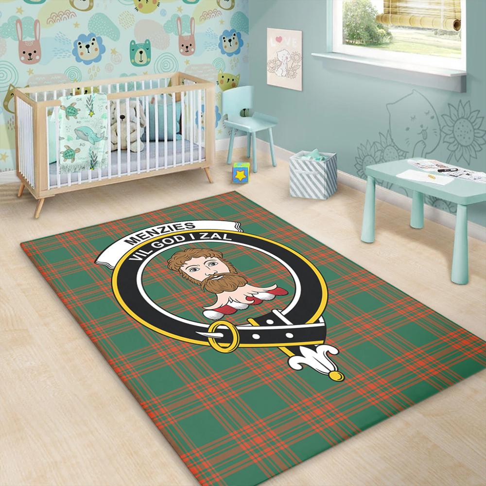 Menzies Green Ancient Tartan Crest Area Rug
