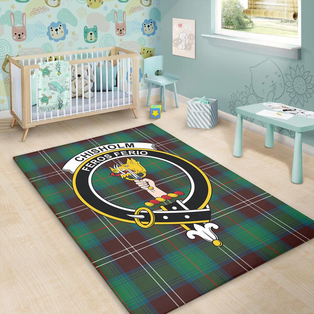 Chisholm Hunting Ancient Tartan Crest Area Rug