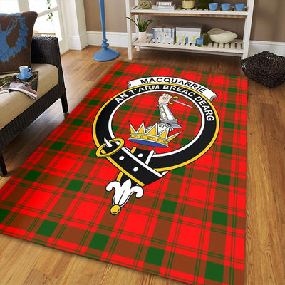 Clan MacQuarrie Modern Tartan Crest Rug – Scottish Highland Carpet for Living Room, Celtic Home Decor & Scotland Gift