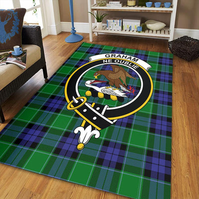 Clan Graham of Menteith Modern Tartan Crest Rug – Scottish Highland Carpet for Living Room, Celtic Home Decor & Scotland Gift OW17