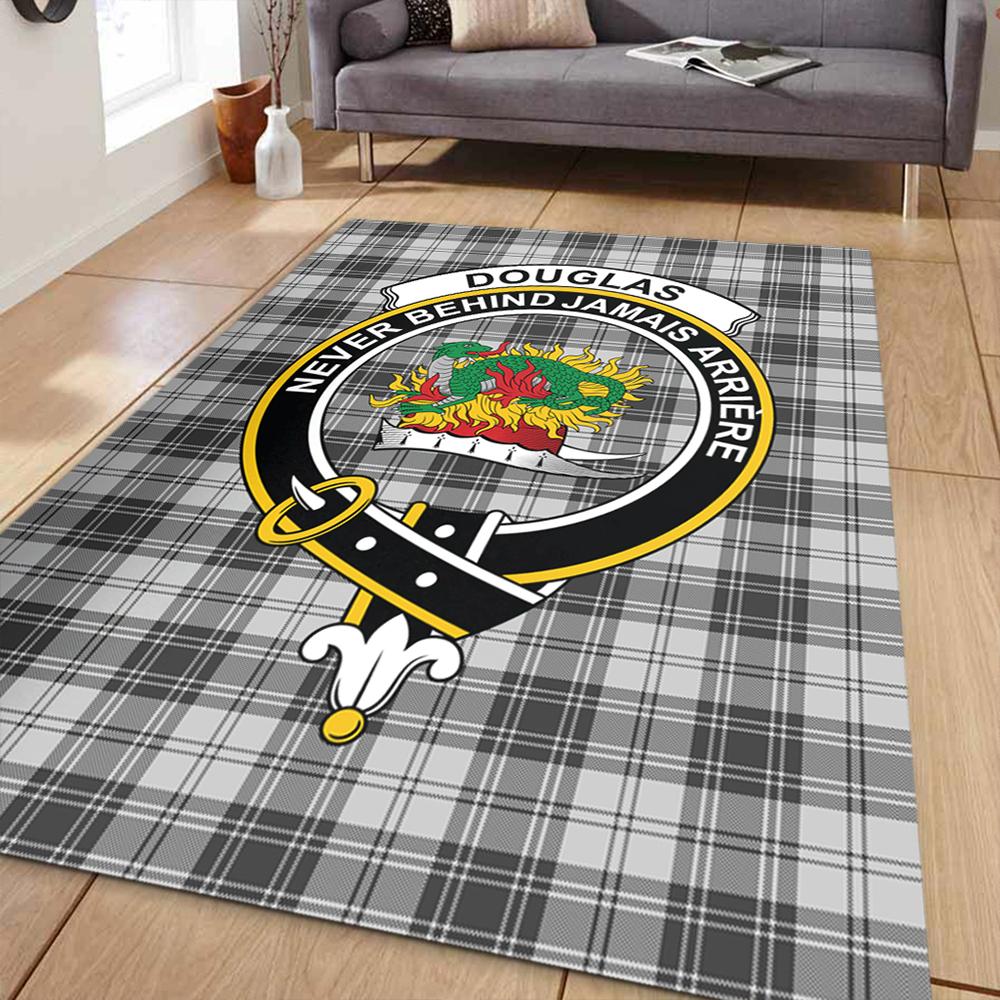 Douglas Grey Modern Tartan Crest Area Rug