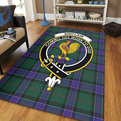 Clan Sinclair Hunting Modern Tartan Crest Rug – Scottish Highland Carpet for Living Room, Celtic Home Decor & Scotland Gift